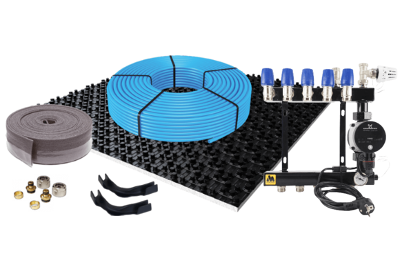 Vloerverwarmingset noppenplaat tot 60m2 CV-ketel HT
