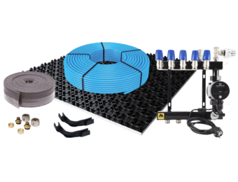Vloerverwarmingset noppenplaat tot 70m2 CV-ketel HT