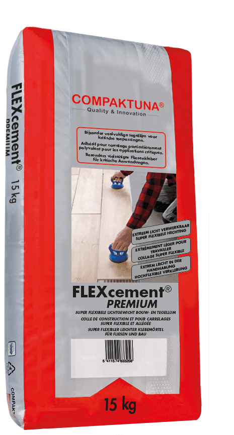 Compaktuna - FLEXcement - Premium Wit ( flexibele tegellijm ) 15KG C2TE S2