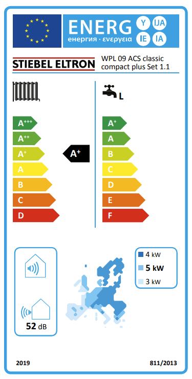 Stiebel Eltron Warmtepompset met geintegreerde boiler van 178 liter en 80 liter buffervat ( WPL 09 ACS classic compact plus Set 1.1 )