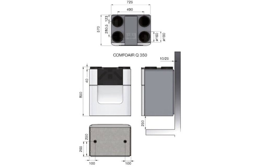 Zehnder Stork ComfoAir Q350 WTW unit NL L VV ST + ERV (enthalpiewisselaar)