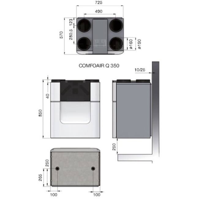 Zehnder Stork ComfoAir Q350 WTW unit NL R VV ST + ERV (enthalpiewisselaar)