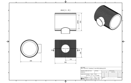 Vent-Axia ISO+T 250-125 Z / Geisoleerd T-stuk Ø200 aftakking Ø125