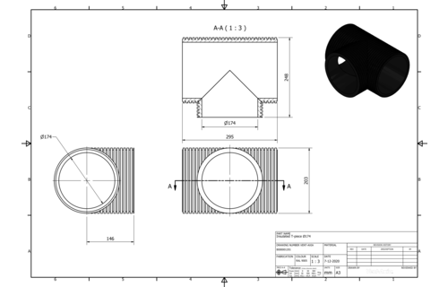 Vent-Axia ISO+T 200-174 Z / Geisoleerd T-stuk Ø174