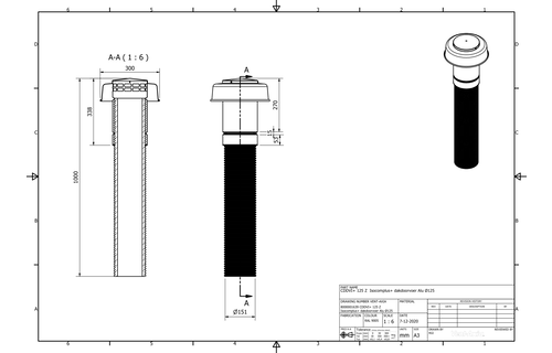 Vent-Axia CDDVI+ 174 Z / Isocomplus+ dakdoorvoer Alu Ø174