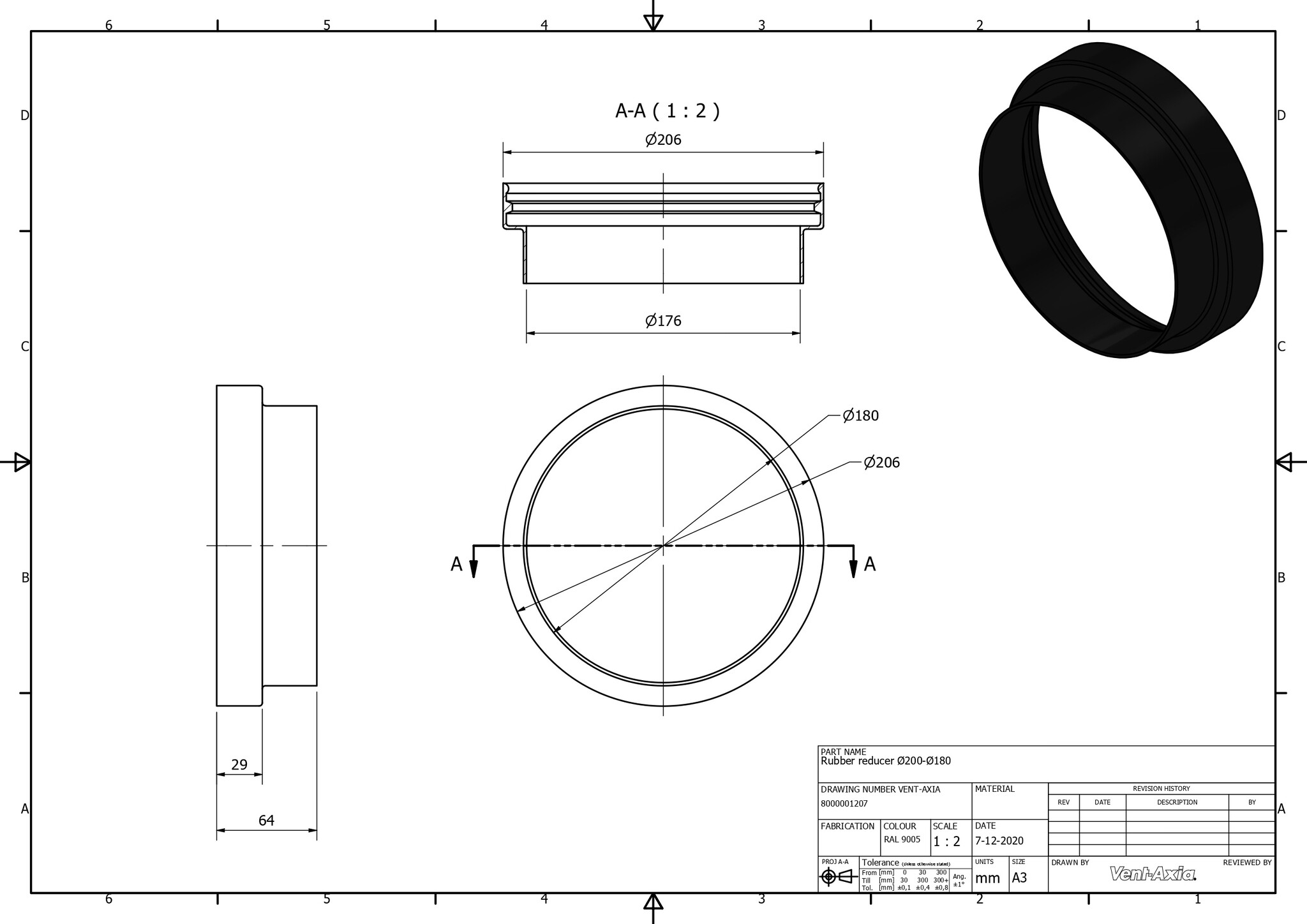 Vent-Axia  ISO+M 200-180 Z / Verloop Ø200 - Ø180