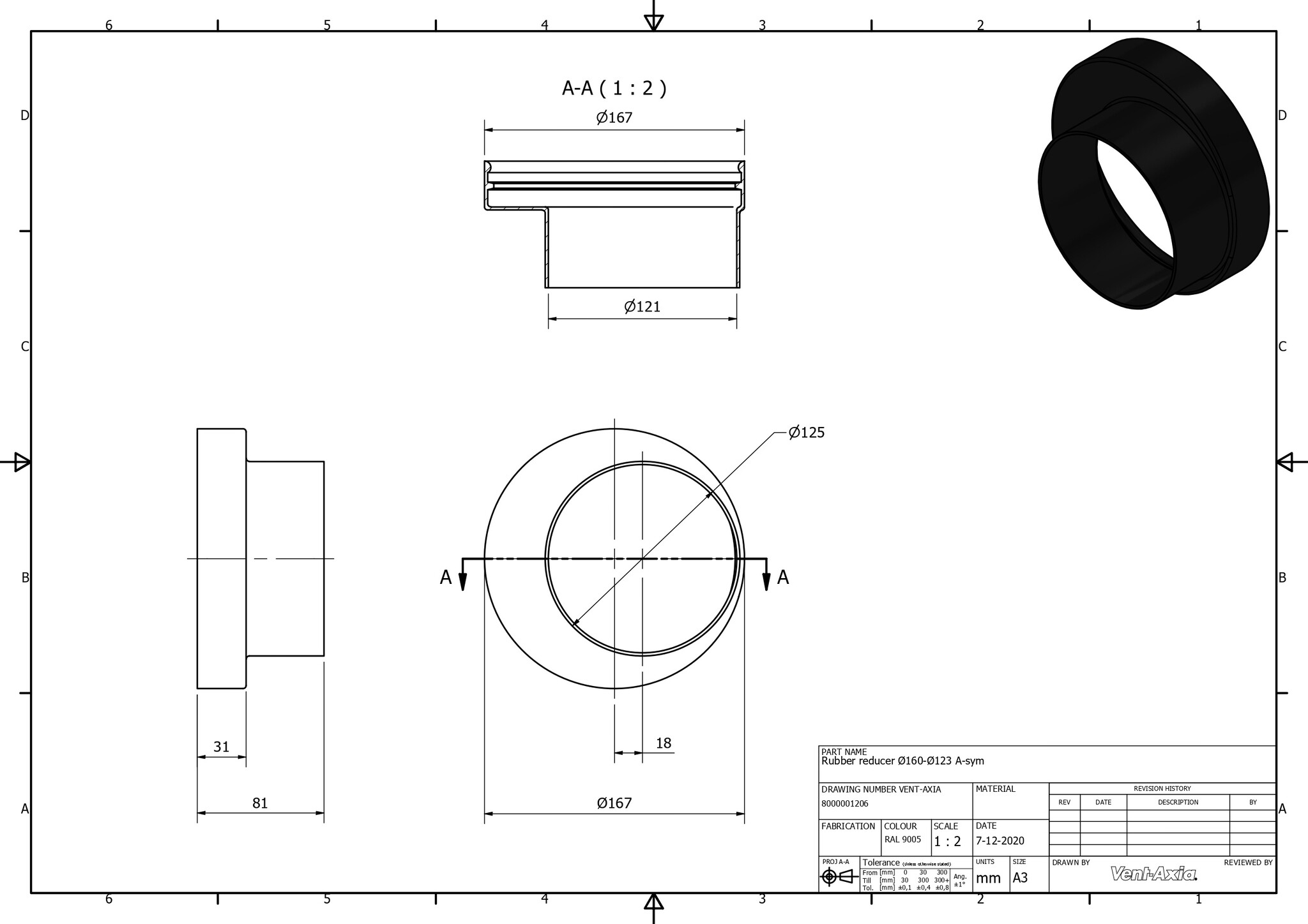 Vent-Axia ISO+M 160-123A Z / Verloop Ø160 - Ø123 A-sym