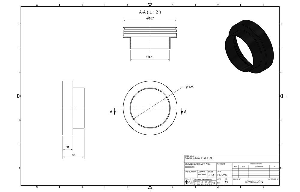 Vent-Axia ISO+M 160-123 Z / Verloop Ø160 - Ø123