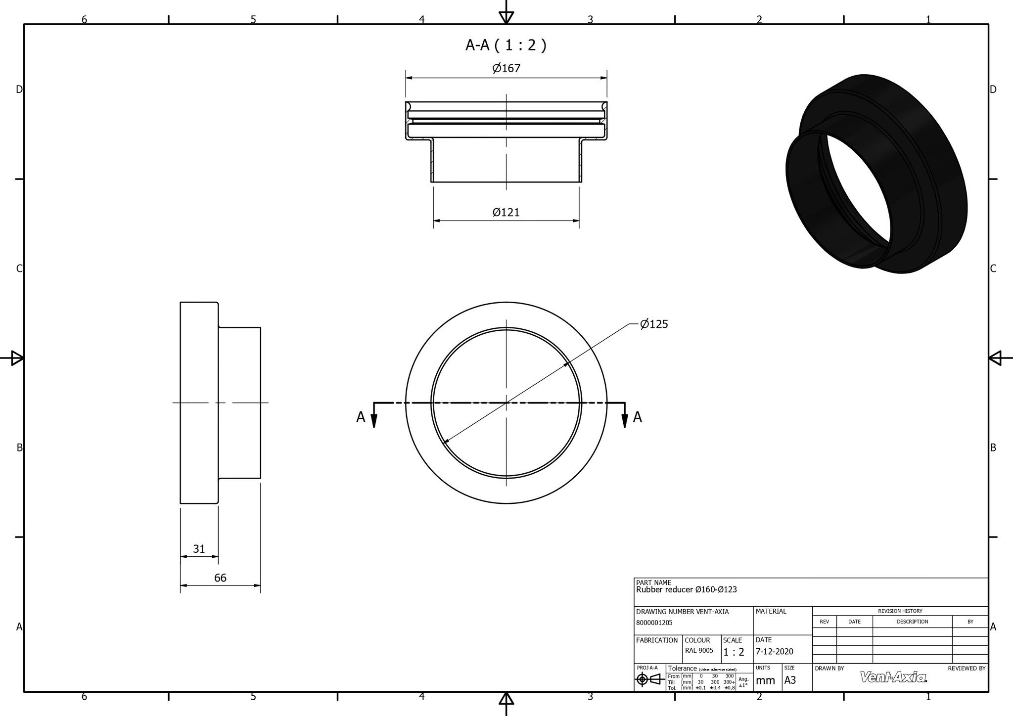 Vent-Axia ISO+M 160-123 Z / Verloop Ø160 - Ø123