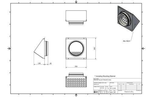 Vent-Axia VMR 174 W / Geveldoorvoer Alu Ø174 RAL9010 wit