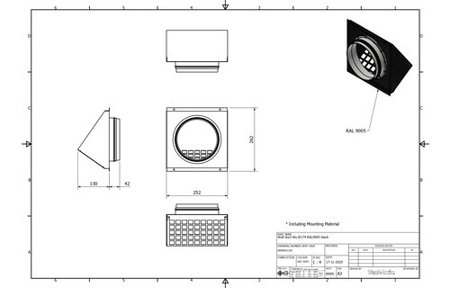 Vent-Axia VMR 174 Z / Geveldoorvoer Alu Ø174 RAL9005 zwart