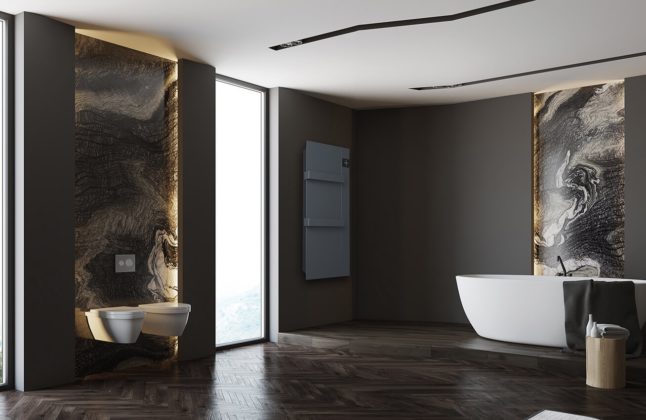 DRL E-Comfort Onsen 900x400 - 750W - Structuur Grijs RAL 7024