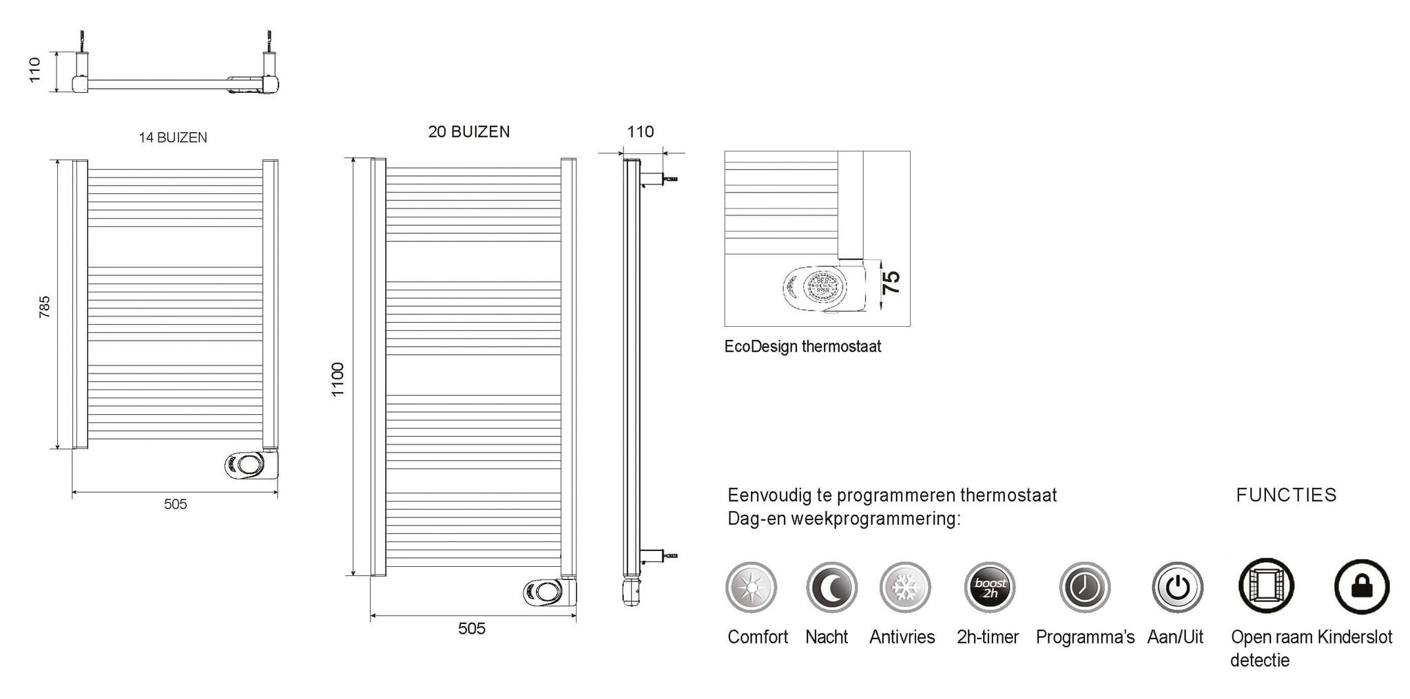 DRL E-Comfort Noxx vloeistof vrije radiator Wit