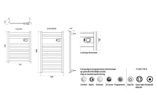 DRL E-Comfort Zion vloeistof vrije radiator Wit