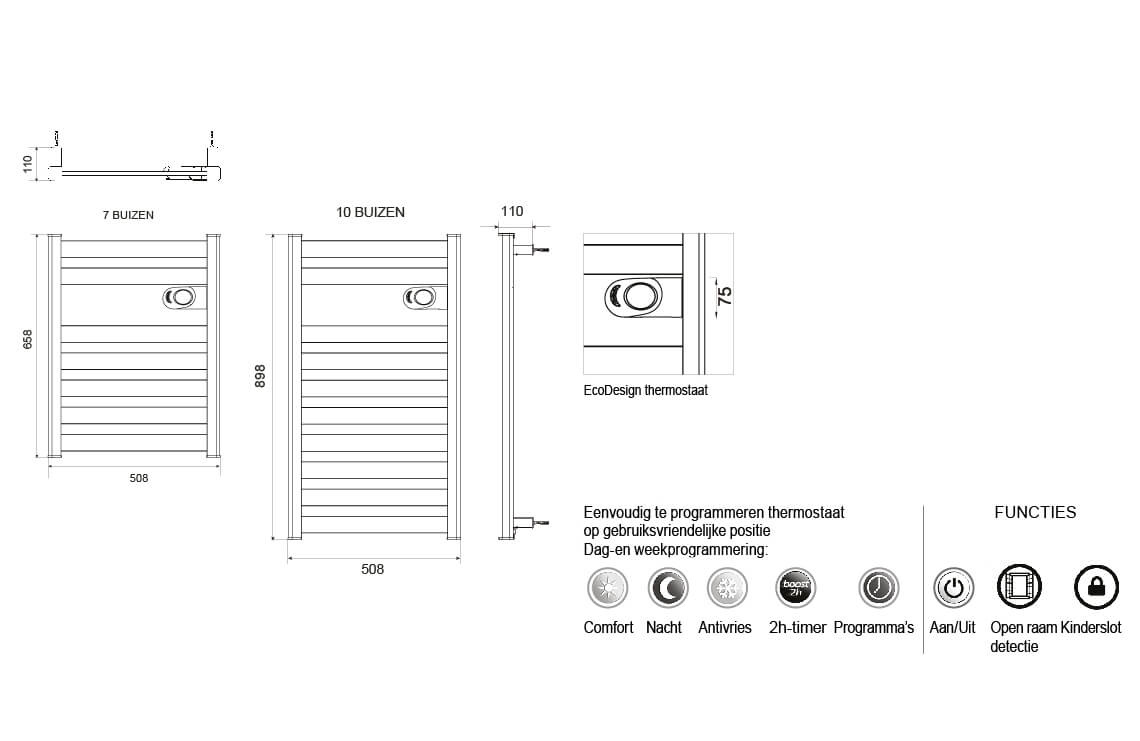 DRL E-Comfort Zion vloeistof vrije radiator Antraciet