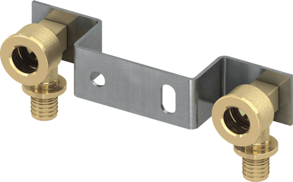 TECEflex geminibeugel met muurplaten standaard messing 153 mm 16 x 3/8" binnendraad