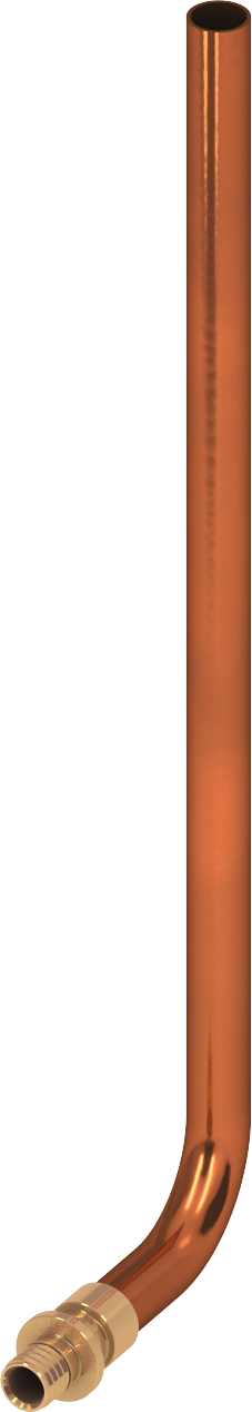 TECEflex overgangsstuk van TECEflex naar koperbuis met 90° bocht