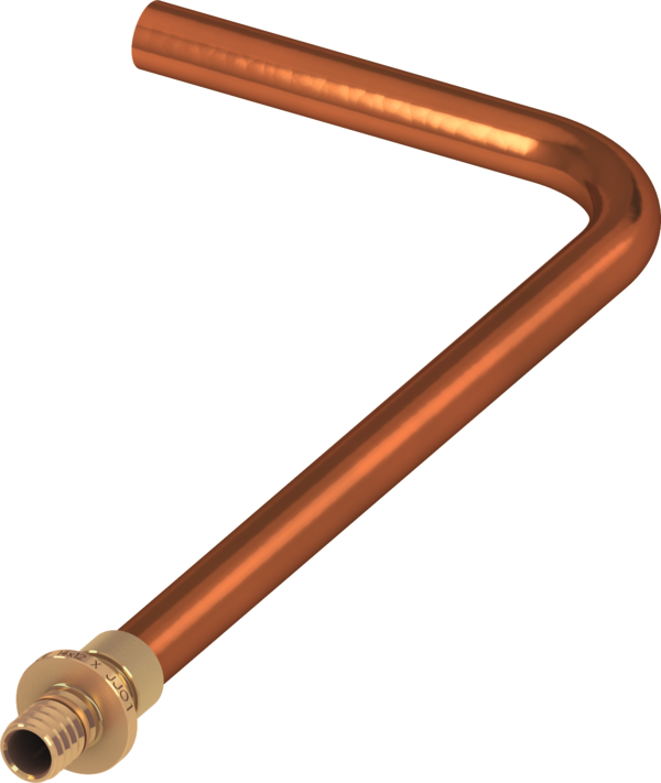 TECEflex overgangsstuk van TECEflex naar koperbuis met 90° bocht afmeting 16 x 15 mm Cu