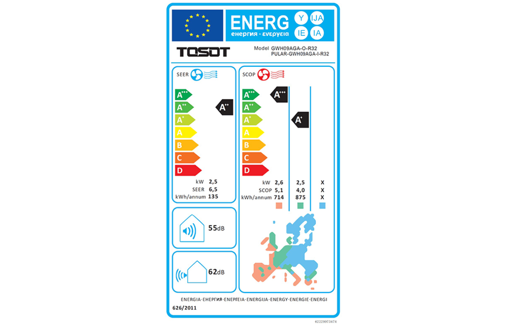 Tosot PULAR by GREE single split airco 2,5kW R32 (wifi) set