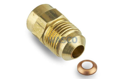 Mueller verloopfitting recht 1/4" inwendig x 3/8" uitwendig SAE