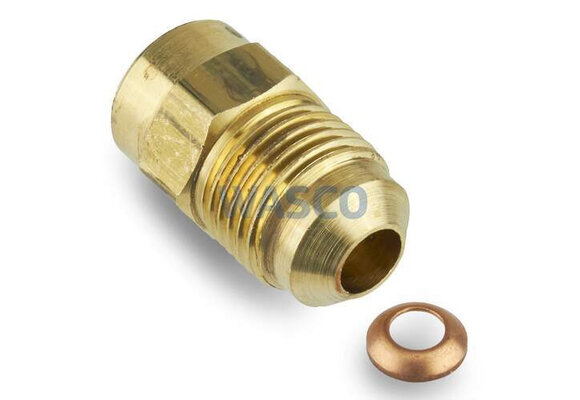 Mueller verloopfitting recht 1/4" inwendig x 3/8" uitwendig SAE