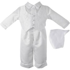 White Check 4pc Christening Suit White   6-9mth
