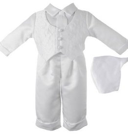 White Check 4pc Christening Suit White   6-9mth