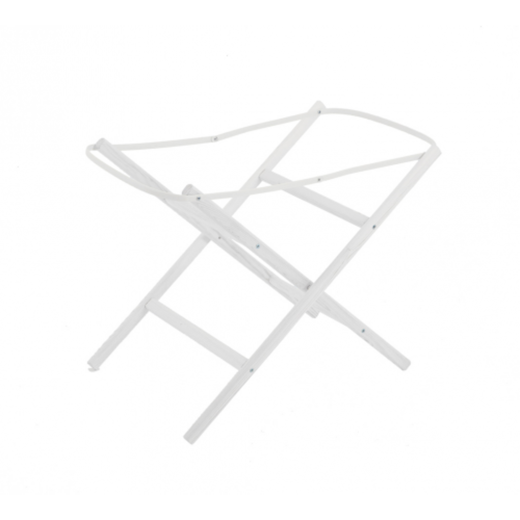 white folding moses basket stand