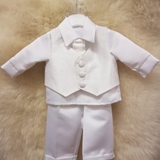 White Check 4 pc Christening Suit 9-12m
