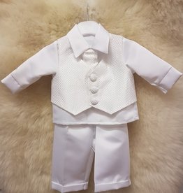White Check 4 pc Christening Suit 9-12m
