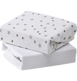 Baby Elegance Baby Elegance Travel Cot Fitted Sheets 2pk Grey Star