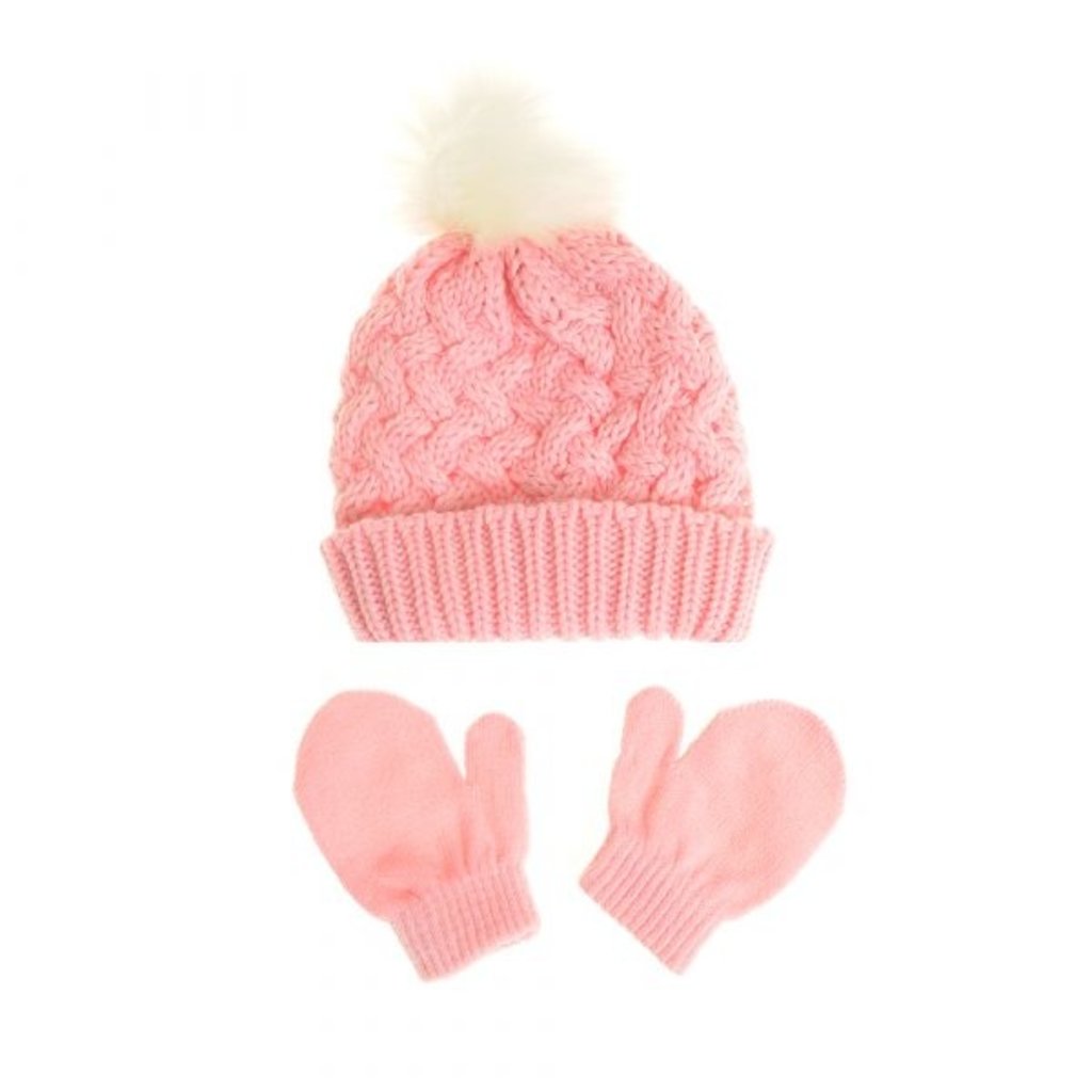 Ziggle Pink Woolen Hat & Mittens 0-12