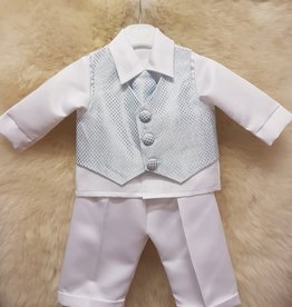 Blue Check 4pc Christening Suit  0-3mth