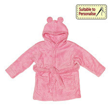 Baby Bow Pink Hooded Fleece Robe  (6-12)