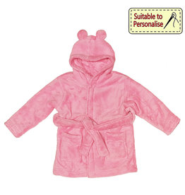 Baby Bow Pink Hooded Fleece Robe  (6-12)