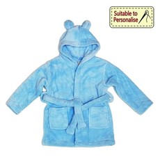Baby Bow Blue Hooded Fleece Robe (6 - 12m)