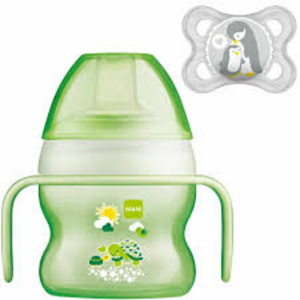 Mam MAM Starter Cup- Green 150ml with Handles and Soother