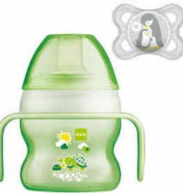 Mam MAM Starter Cup- Green 150ml with Handles and Soother