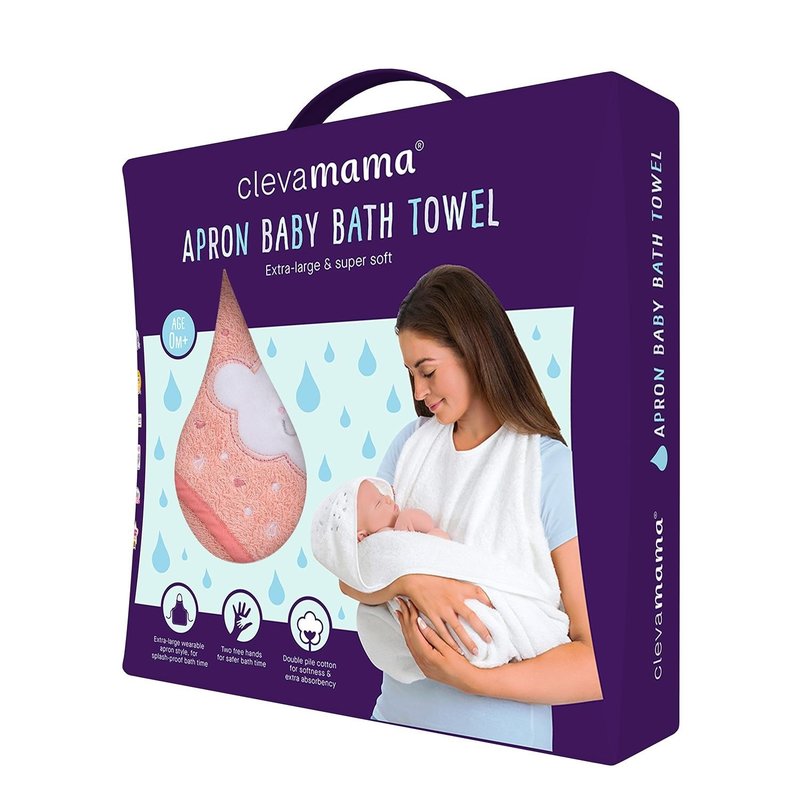 Clevamama Clevamama Apron Baby Bath Towel Coral Cloud