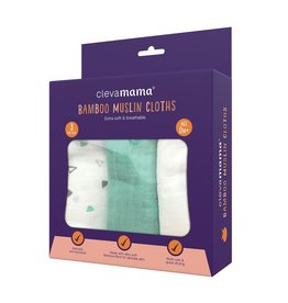 Clevamama Clevamama Bamboo Muslin Cloth Grey/Mint