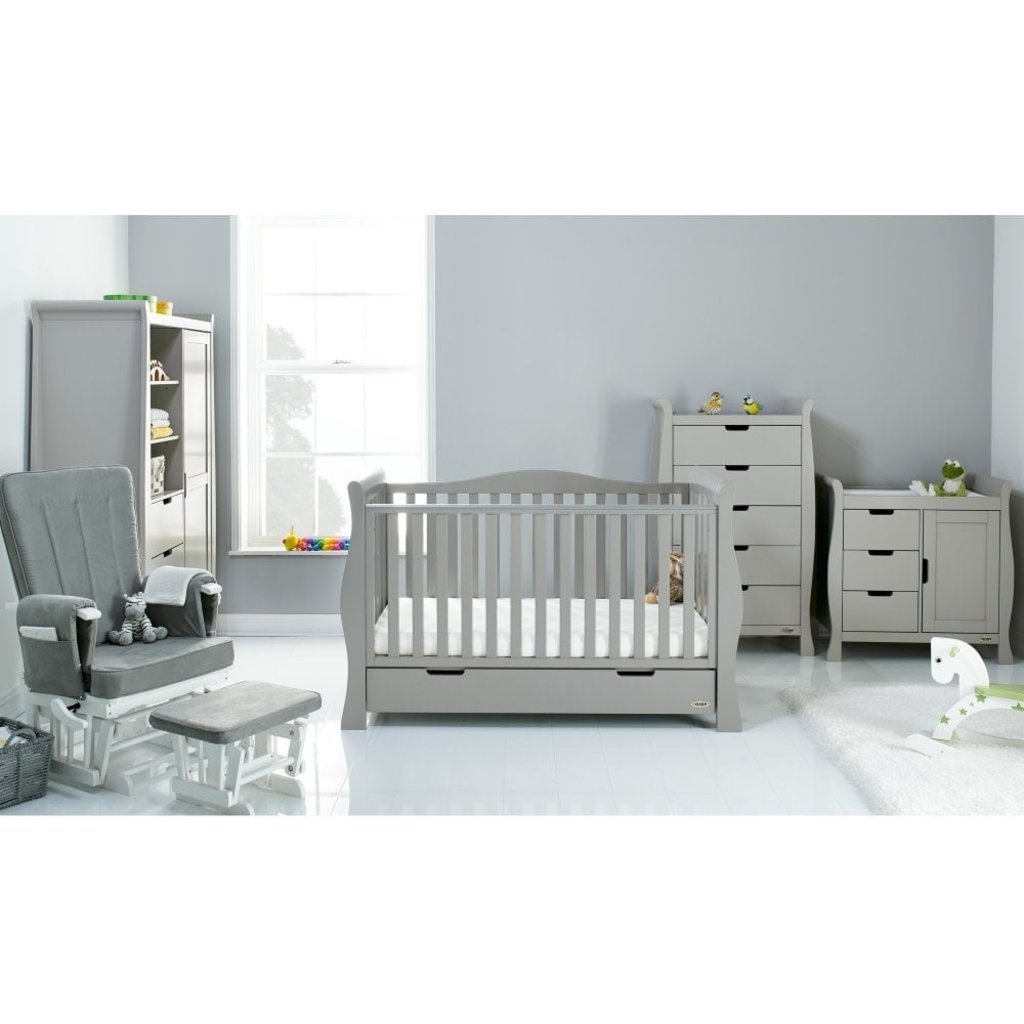 Obaby Stamford Luxe Sleigh 5 Piece Room Set – Warm Grey