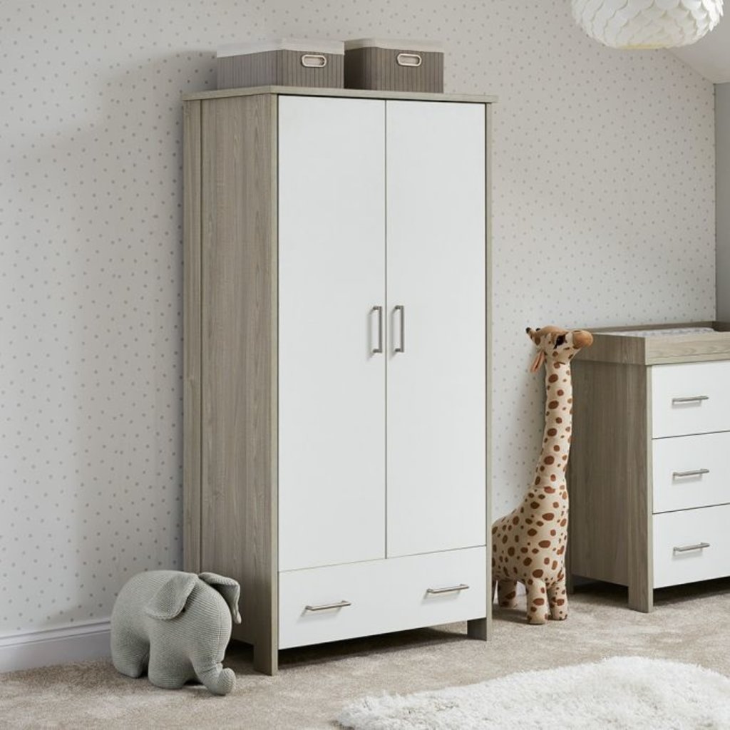 Obaby Obaby Nika Double Wardrobe – Grey Wash with White