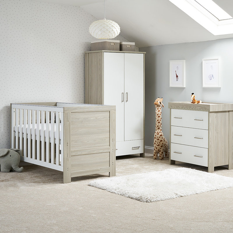 Obaby Obaby Nika 3 Piece Room Set – Grey Wash with White