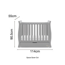 Obaby Obaby Stamford Space Saver Cot - Warm Grey