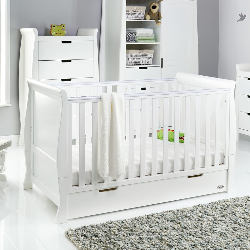 Obaby Obaby Stamford Classic Sleigh Cot Bed – White