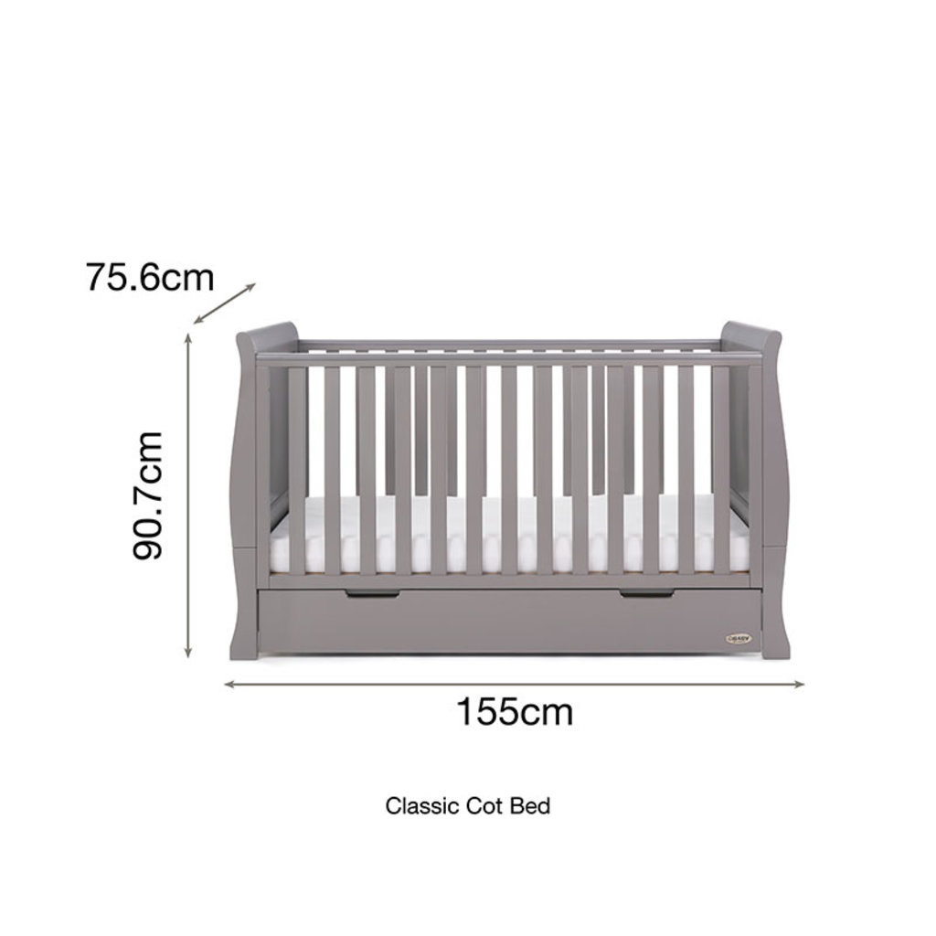 Obaby Obaby Stamford Classic Sleigh Cot Bed – Taupe Grey