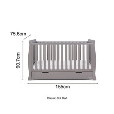 Obaby Obaby Stamford Classic Sleigh Cot Bed – Taupe Grey