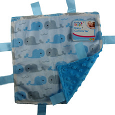 First Steps Blue/Pink Whale Baby Comforter Taggie