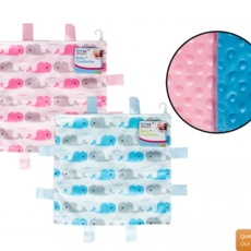 First Steps Blue/Pink Whale Baby Comforter Taggie