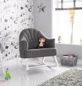 Obaby Obaby - Round Back Rocking Chair – White with  Grey Cushion Seat